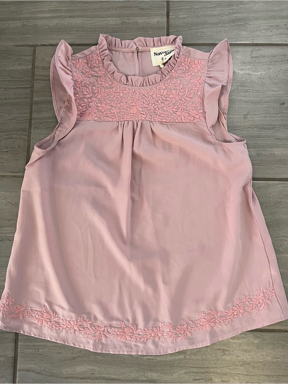 Savannah Pink Embroidered Ruffle Yoke Camisole